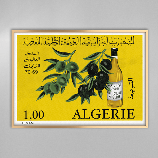 Flacon d'Huile d'Olive et Olives d'Algérie.